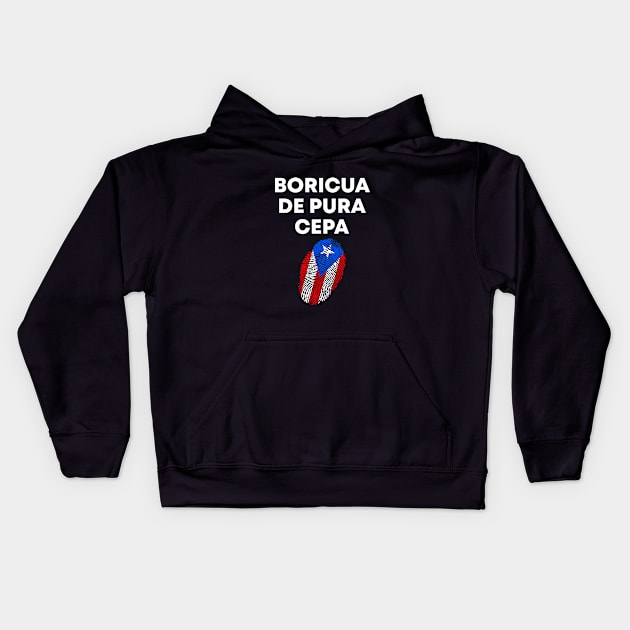 Boricua De Pura Cepa Puerto Rican Kids Hoodie by PuertoRicoShirts